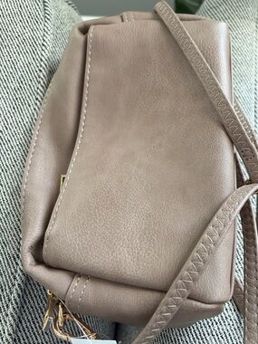 Minimalist Taupe Shoulder Bag with Adjustable Strap
